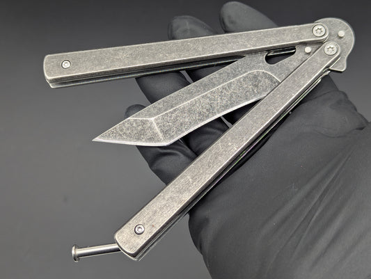 STONEWASHED TANTO WHIPLASH BUTTERFLY KNIFE