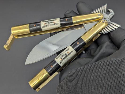 22CM TRIPLE STACK SCALE EAGLE FHM BALISONG KNIFE STRTBLD