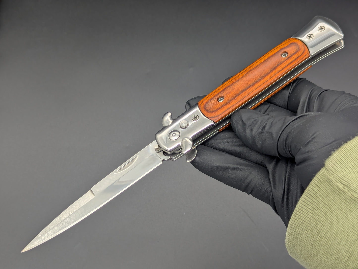 SOLID WOOD DIABLO MILANO STILETTO KNIFE