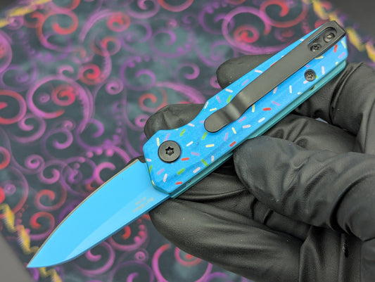 BLUE SPRINKLE DONUT CALI LEGAL SWITCHBLADE KNIFE