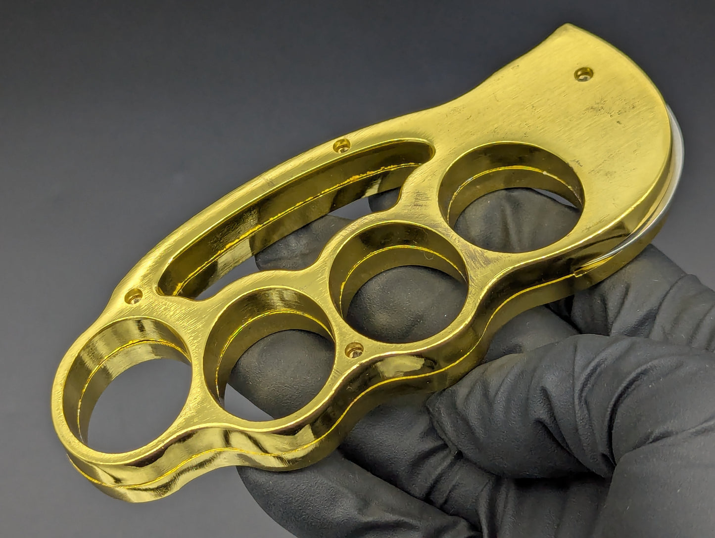 BRASS KNUCKLE DUSTER AUTOMATIC KNIFE GOLD