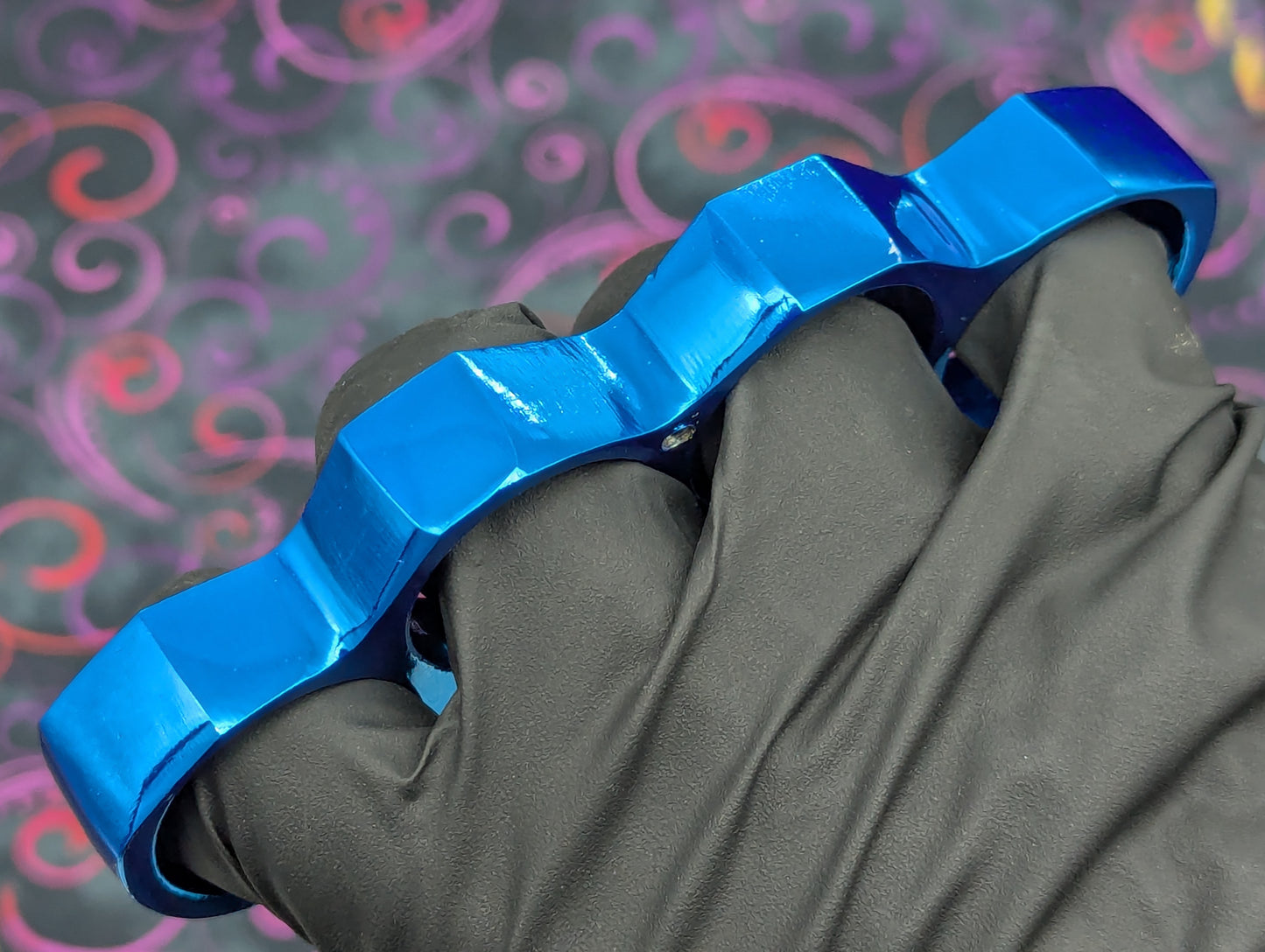 Metallic Blue Steel Square Top Knuckle Dusters