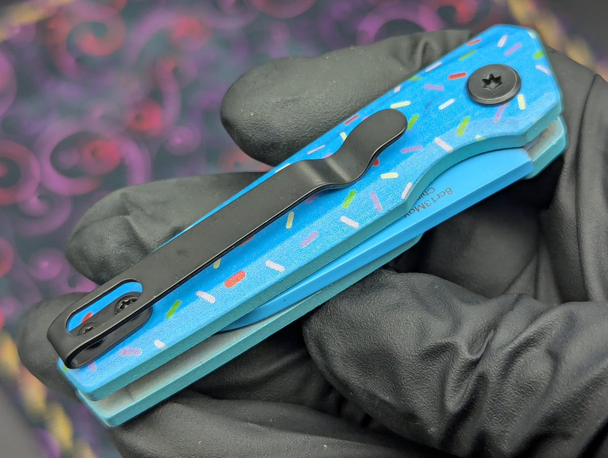 BLUE SPRINKLE DONUT CALI LEGAL SWITCHBLADE KNIFE