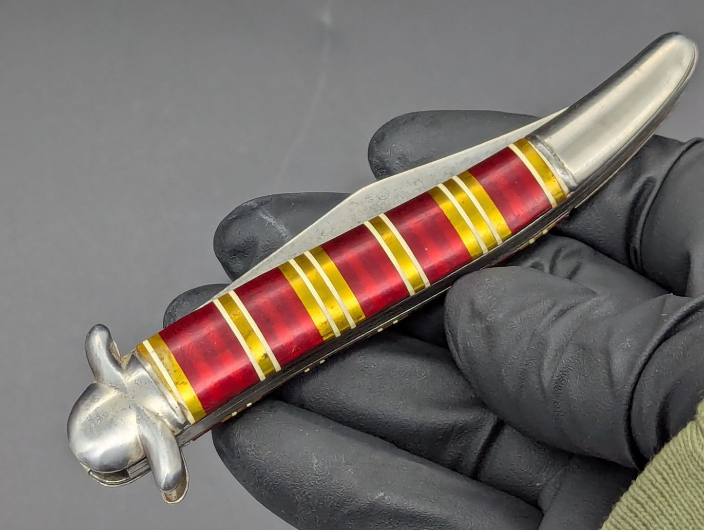 ANTIQUE IMPERIAL FIXED GUARD CANDY STRIPE SWITCHBLADE KNIFE