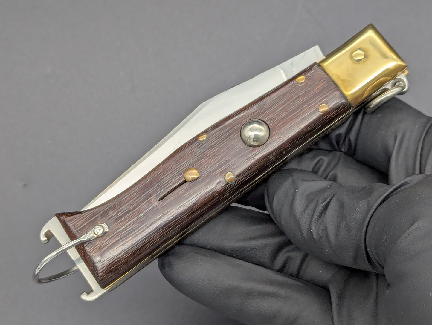 8" JAGUAR ITALIAN SHELL PULLER HUNTING KNIFE WOOD & BRASS