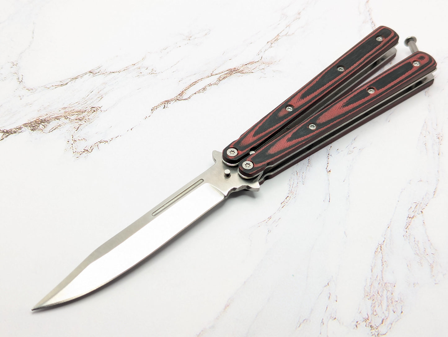 9" Red & Black Micarta Stainless Butterfly Knife