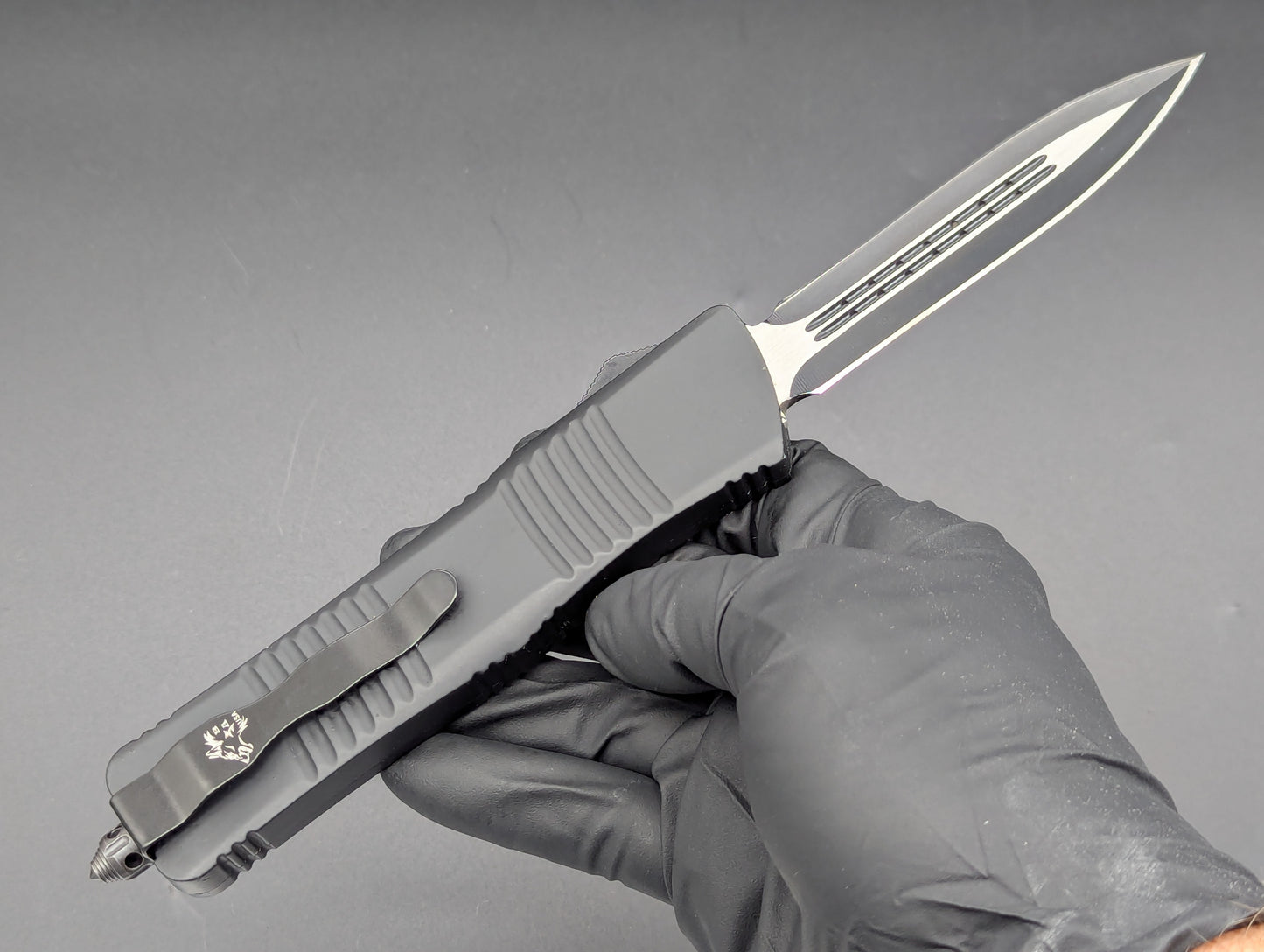 9.5" XL BLACK TACTICAL D/E OTF AUTOMATIC KNIFE