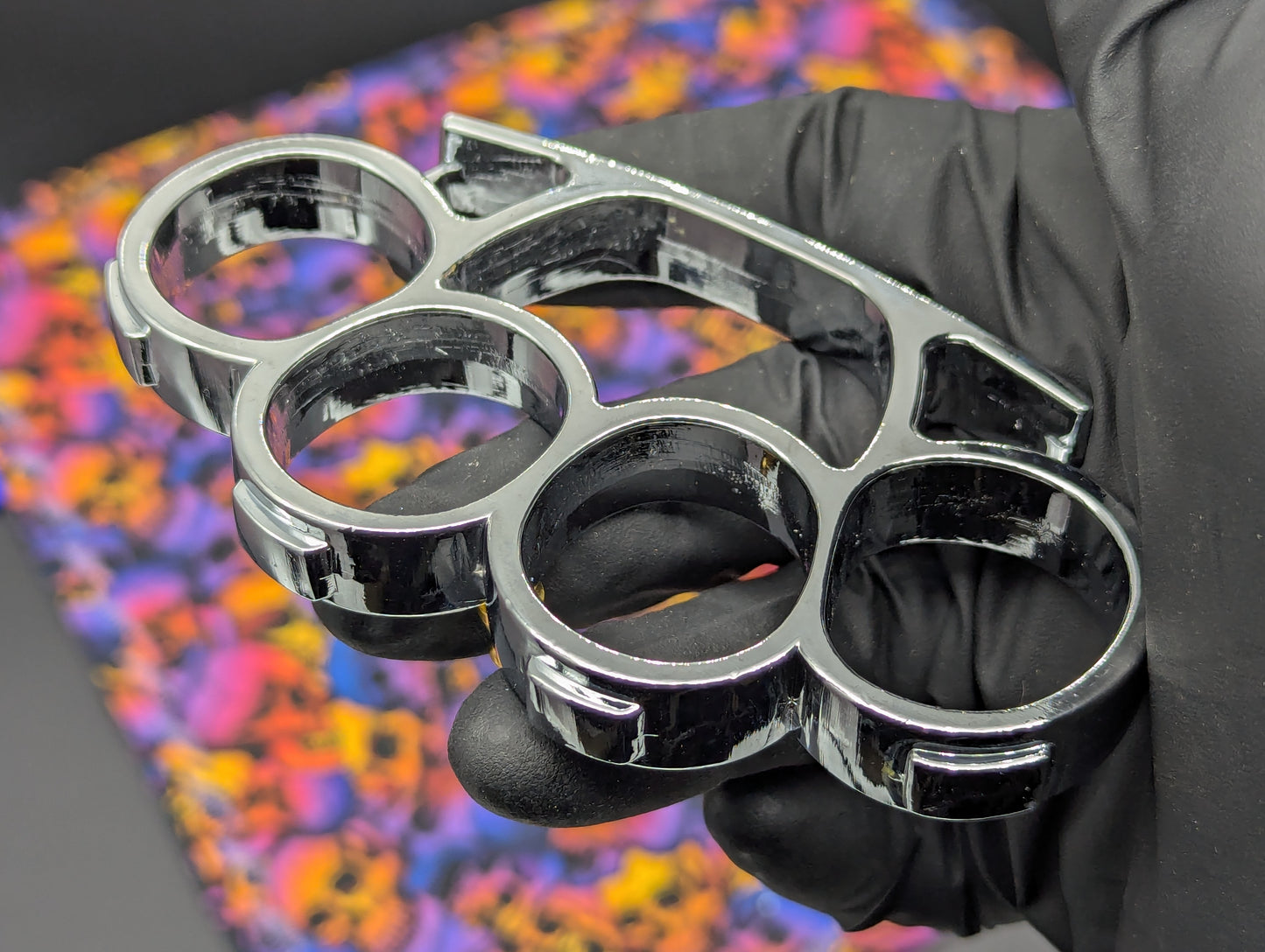 CHROME FINISH ULTRA SQUARE TOP BRASS KNUCKLE DUSTER