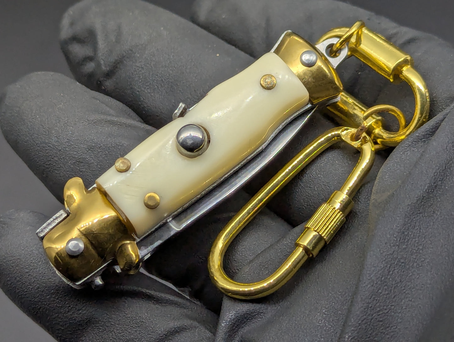 MINI JUMBO FAUX IVORY SWITCHBLADE KEYRING