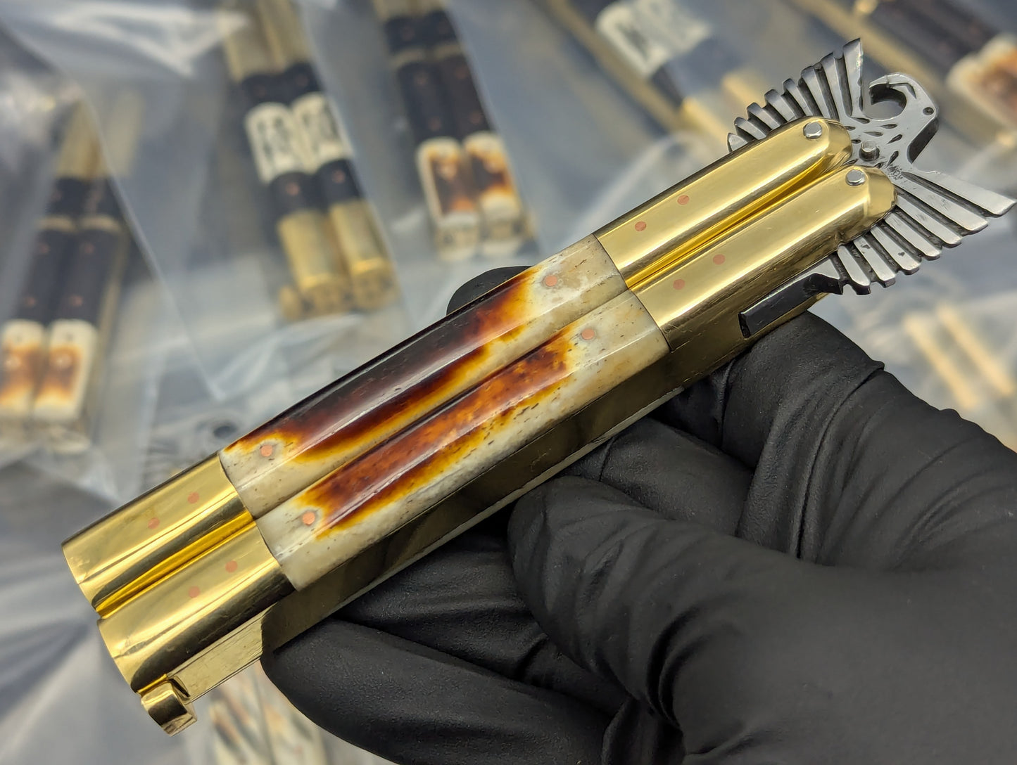 22CM EAGLE TANG FHM BALISONG RAMBO BONE