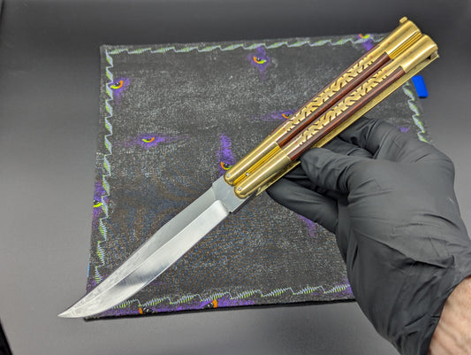 11" KALAPKUP Ultra Heavy Brass FHM Balisong Clip Point