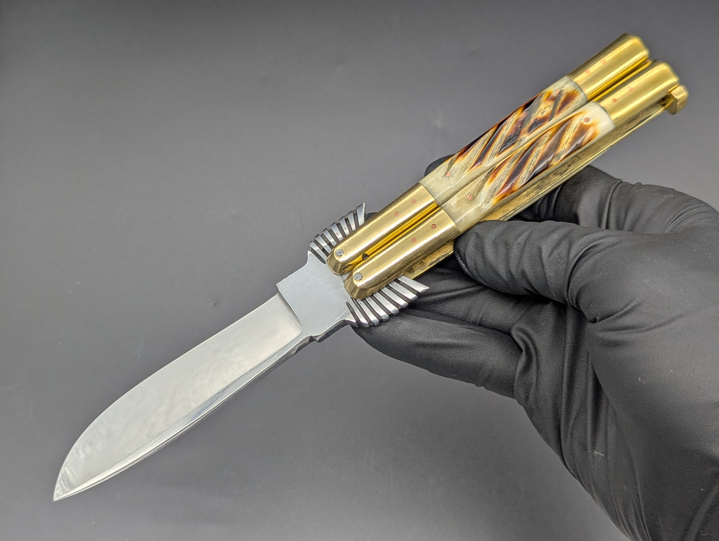 22CM EAGLE TANG PHILIPPINES HANDMADE BALISONG TWISTED BONE DP2