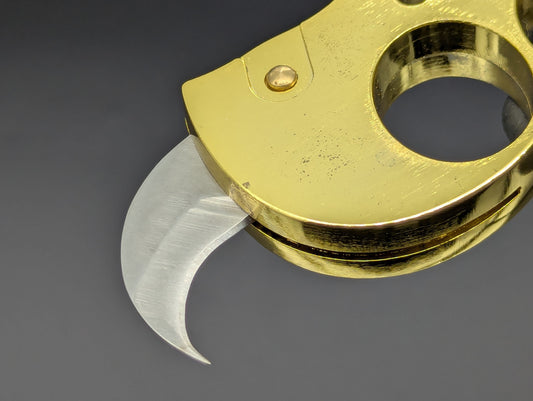 BRASS KNUCKLE DUSTER AUTOMATIC KNIFE GOLD