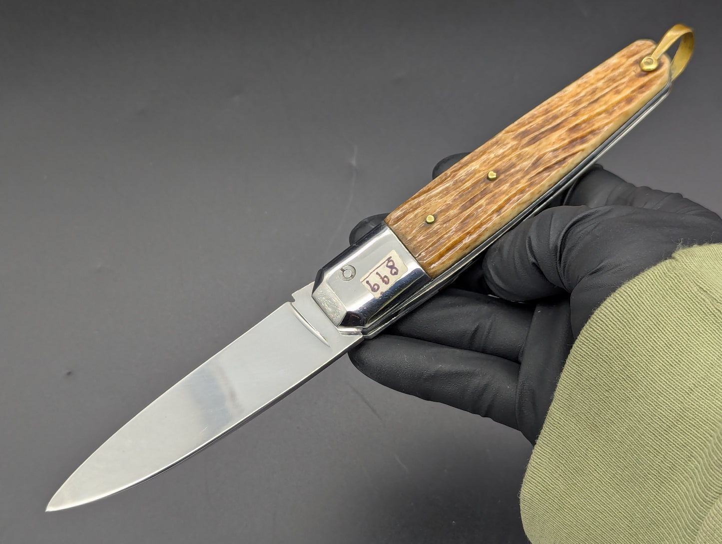 ANTIQUE FRENCH COFFIN SWITCHBLADE KNIFE BONE