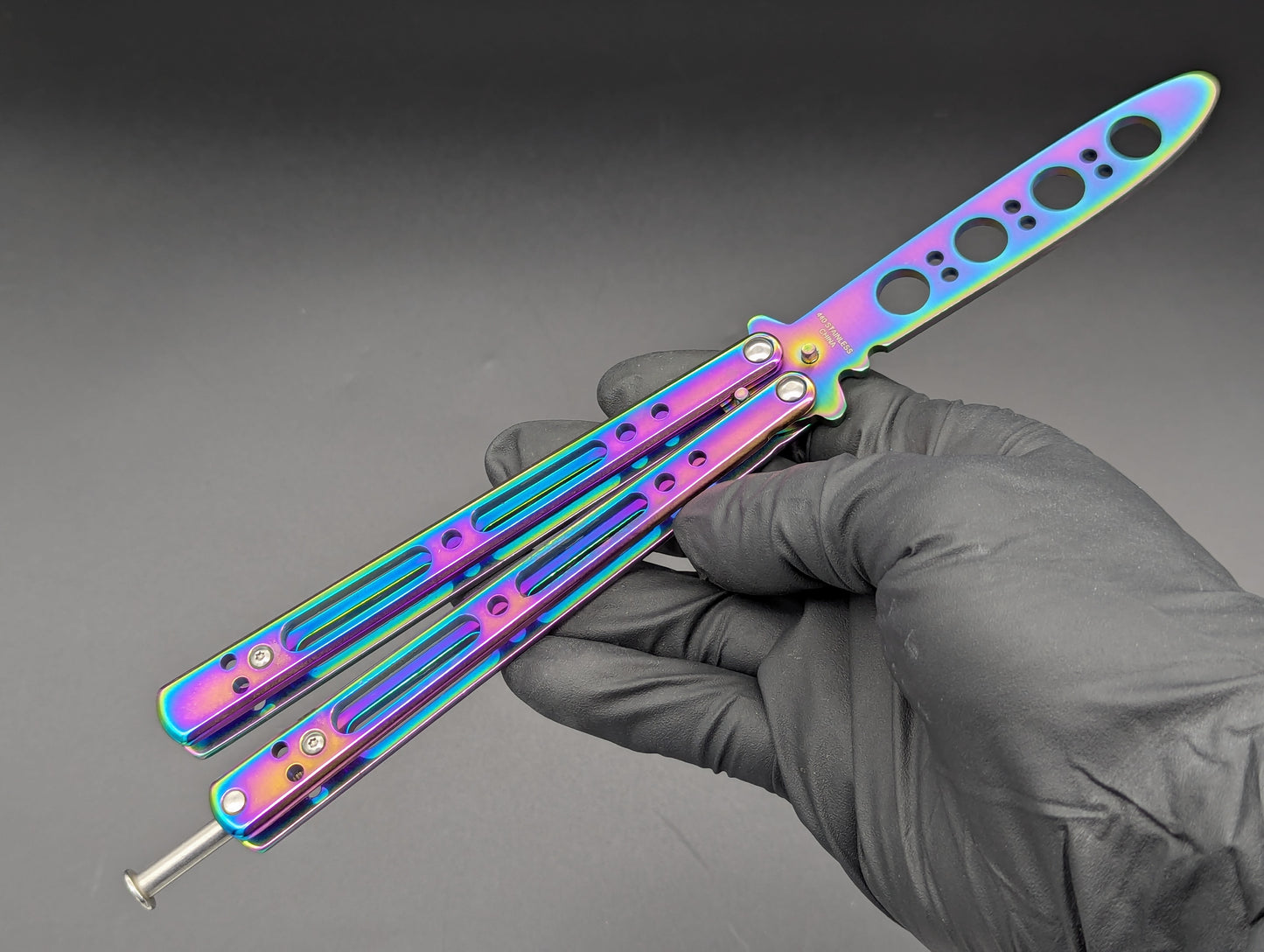 RAINBOW Ti SKELETONIZED BALISONG TRAINER