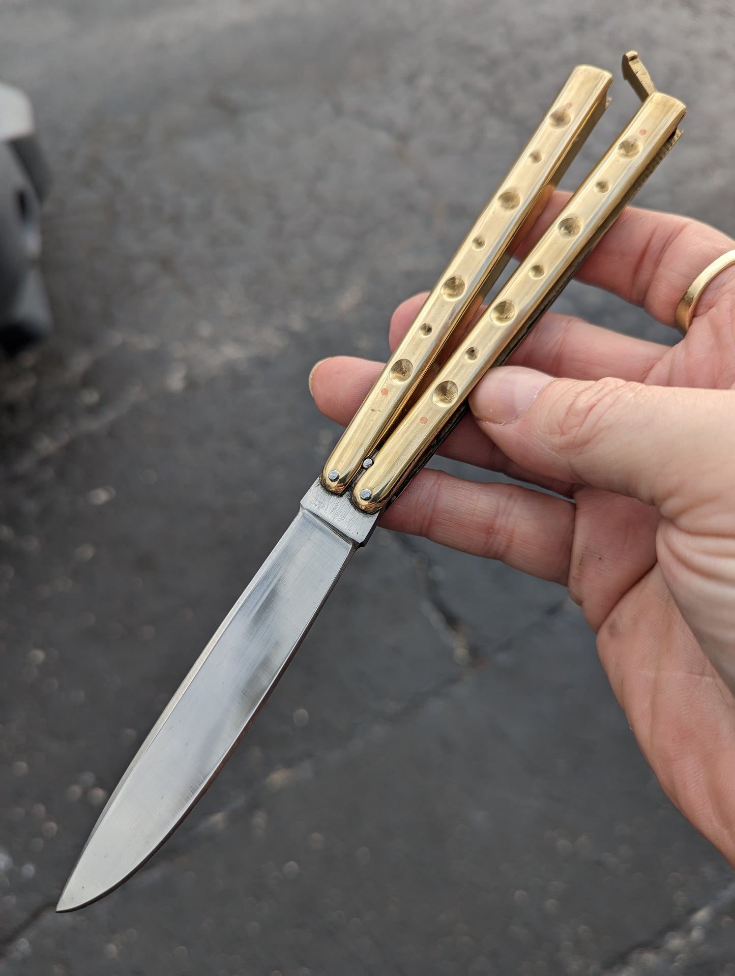 23cm/ 9" Solid Brass Milled FHM Balisong Knife Drop Point
