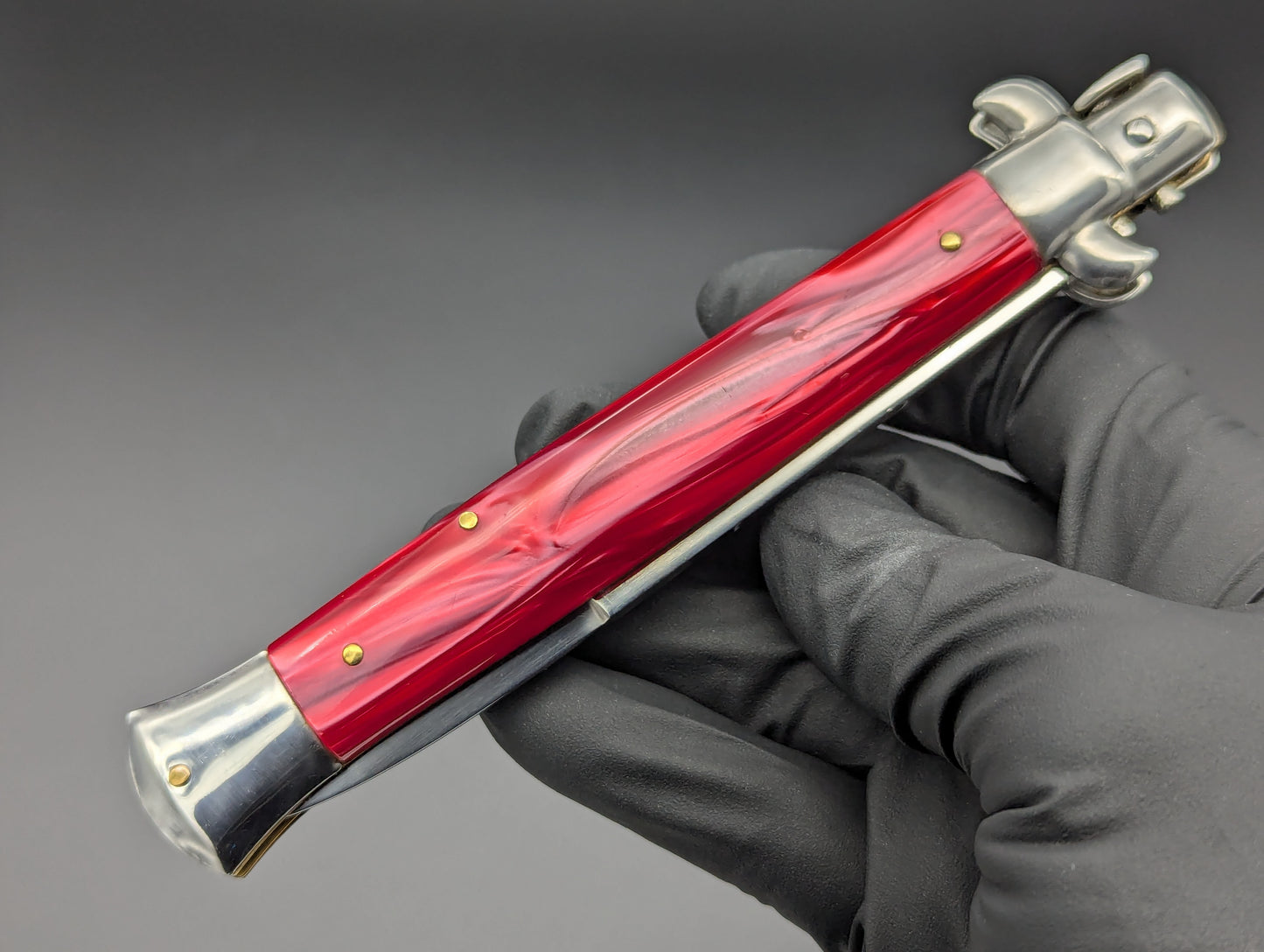 VINTAGE 11" RED ACRYLIC 'STILETTO SICILIANO' HANDMADE ITALIAN STILETTO