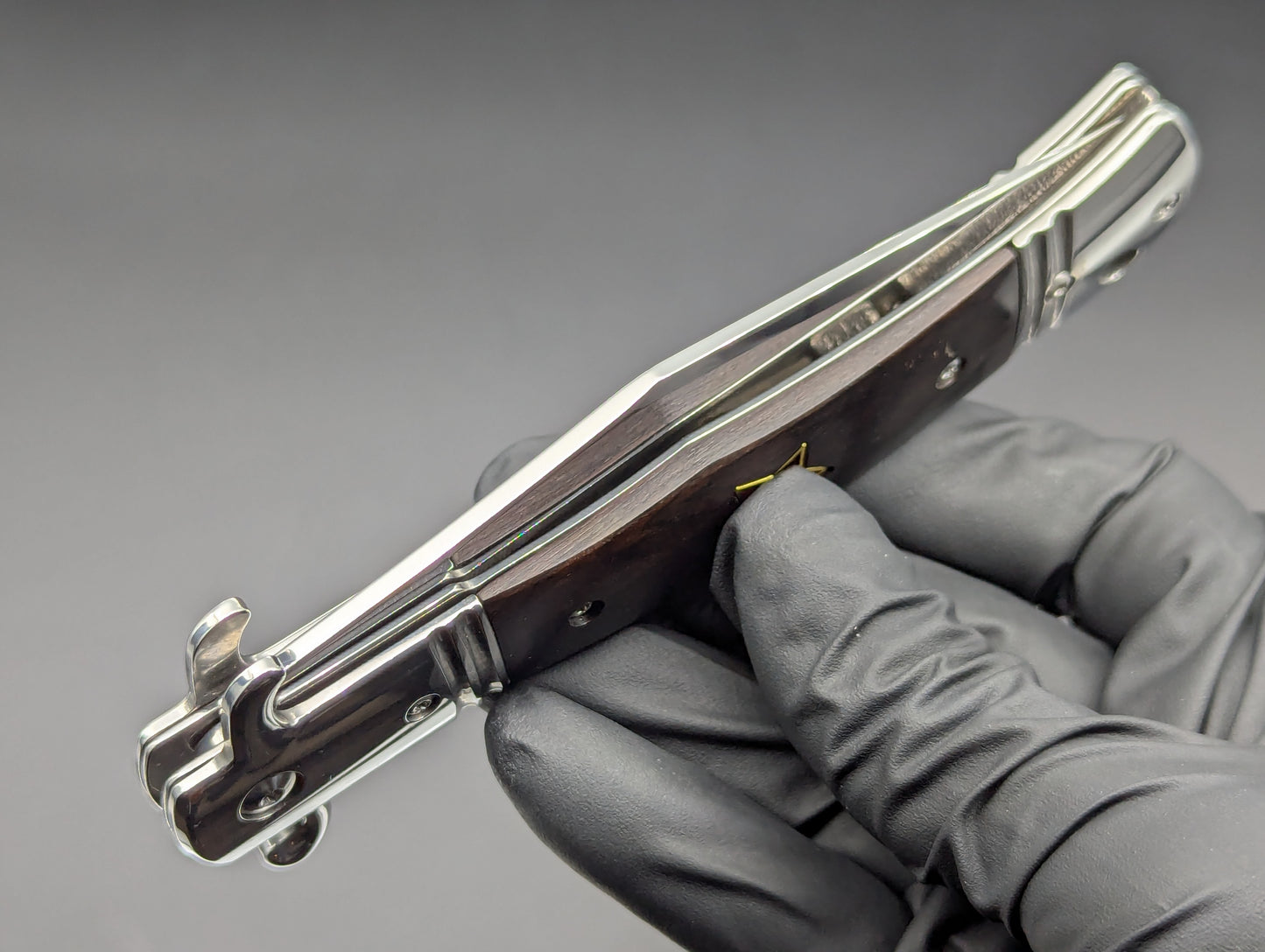 USSR Hidden Release Automatic Knife Dark Wood