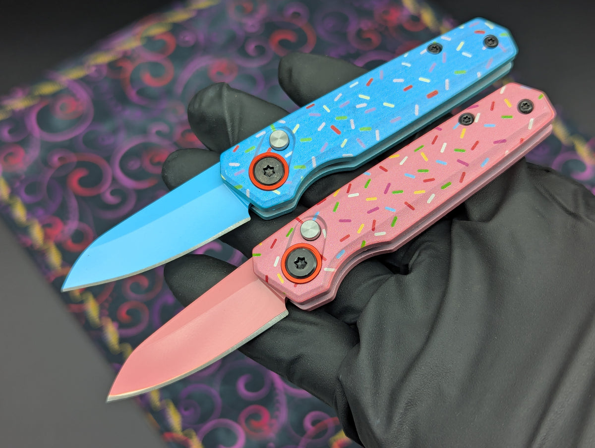 PINK SPRINKLE DONUT CALI LEGAL SWITCHBLADE KNIFE