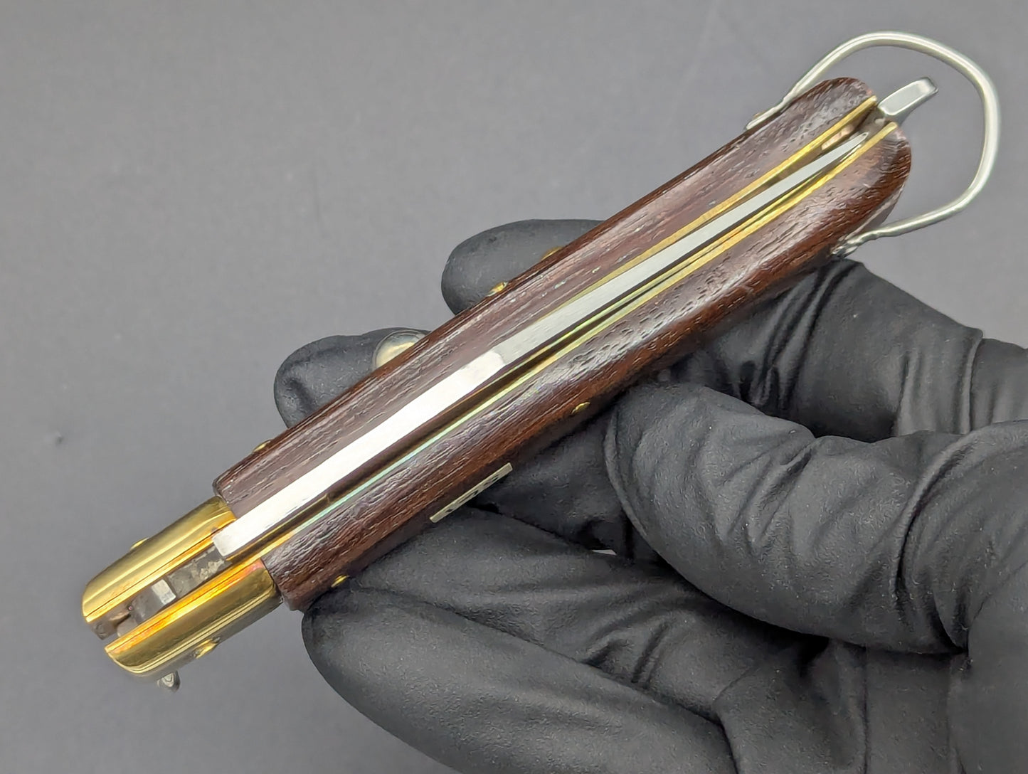 8" JAGUAR ITALIAN SHELL PULLER HUNTING KNIFE WOOD & BRASS