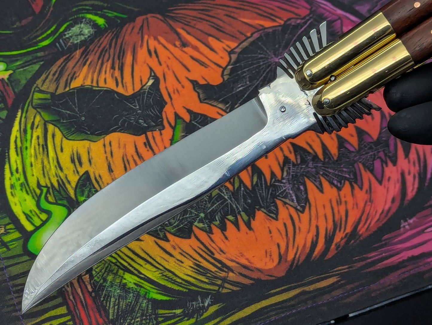 Solid Red Wood Carved Eagle FHM Balisong Clip Point