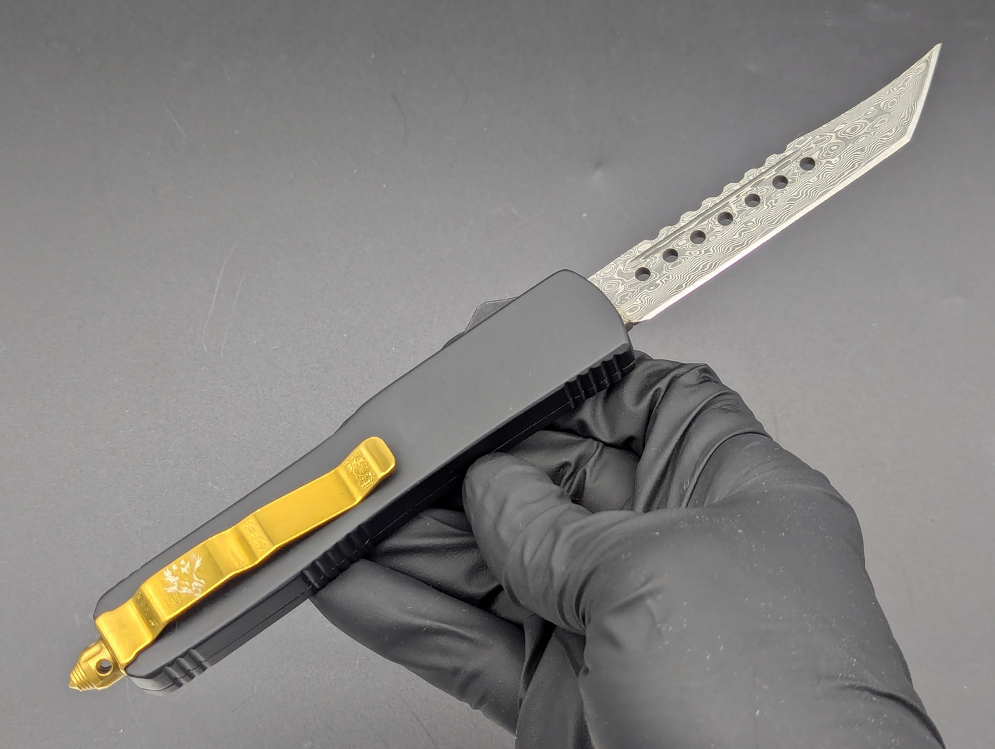 8.5" DAMASCUS HELL RAISER D/A OTF KNIFE