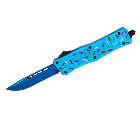 8.25" BLUEBERRY SPRINKLE DONUT D/A OTF KNIFE