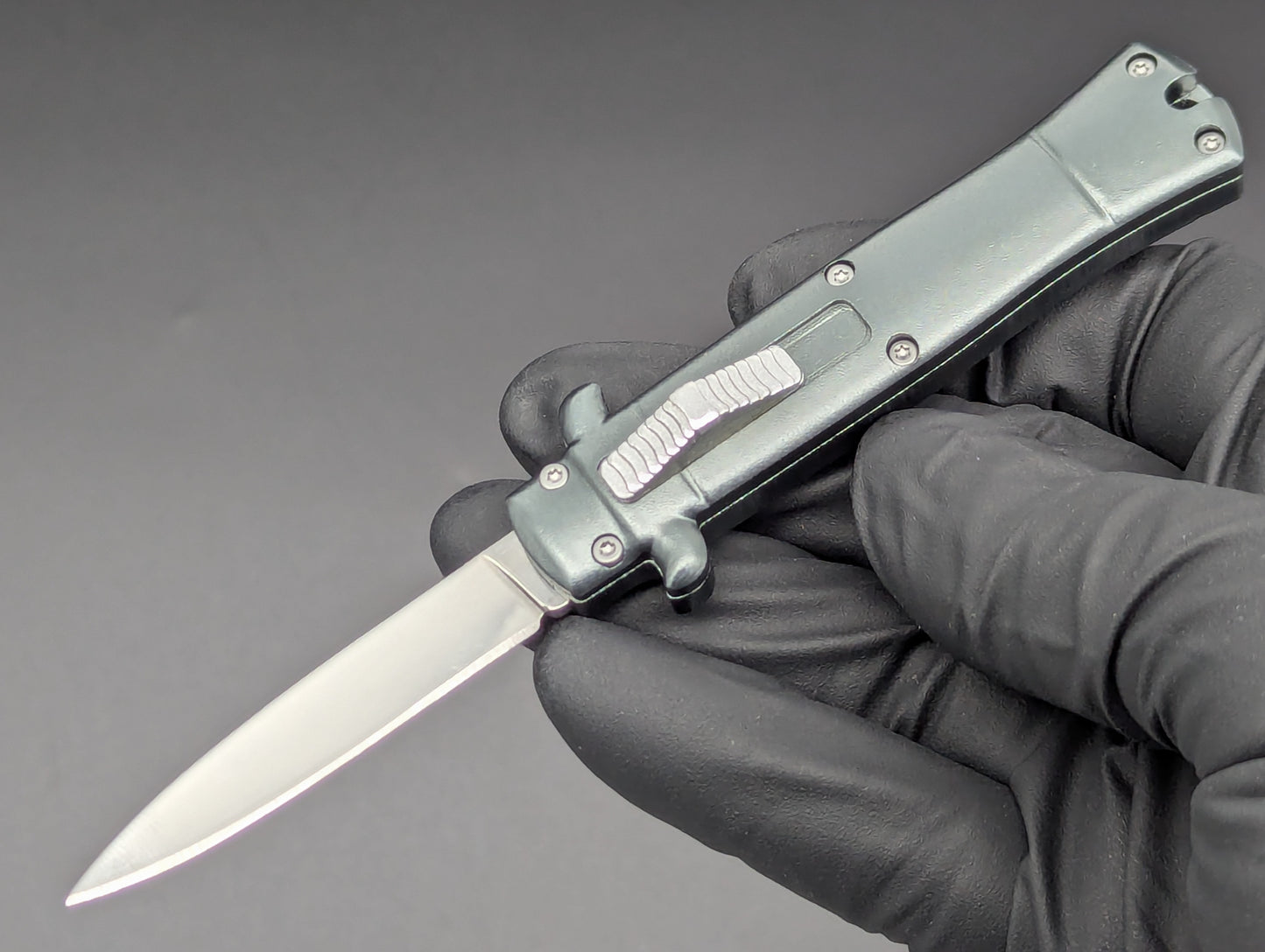 MINI STILETTO D/A CALI-LEGAL OTF KNIFE GREY