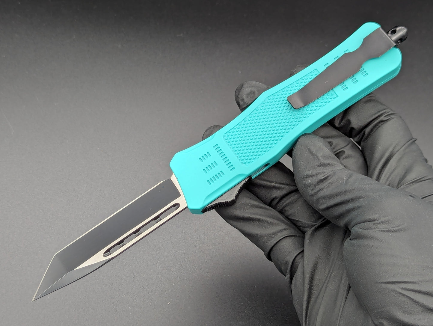 8.25" TEAL CQC D/A TACTICAL OTF AUTOMATIC KNIFE