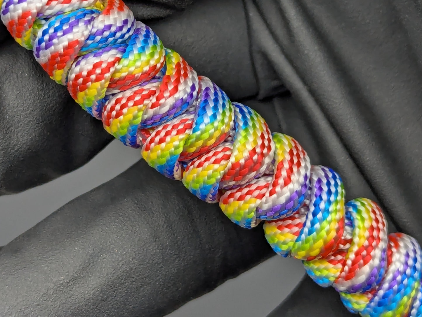 3 oz RAINBOW 550 PARACORD MONKEY FIST SELF DEFENSE KEYRING
