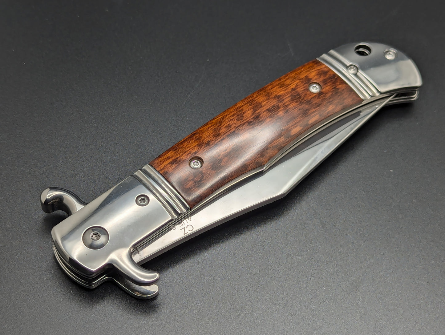 CZ Hidden Bolster Release Automatic Knife Snakewood