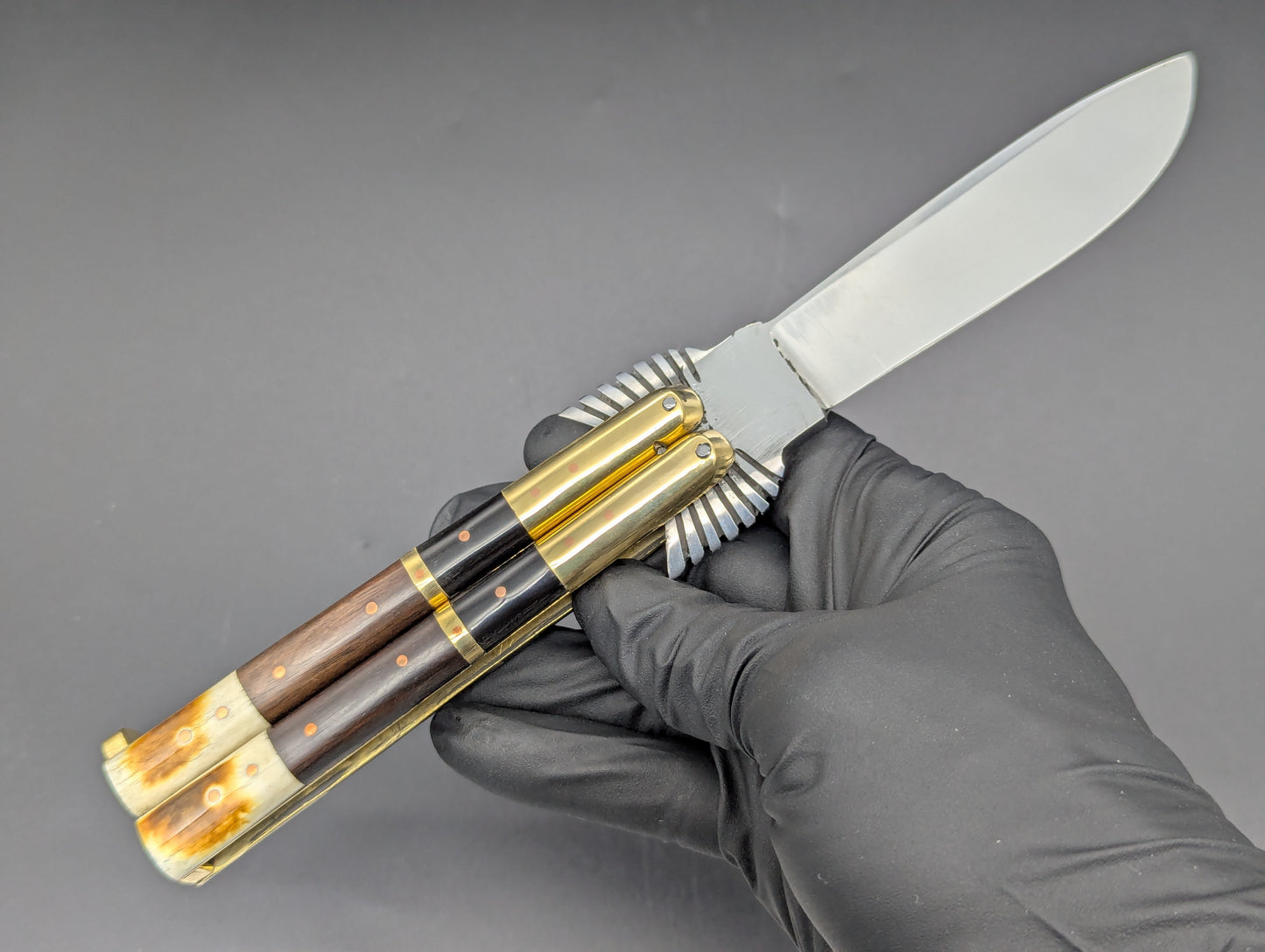 22cm STACKED HORN/ BONE EAGLE TANG STRAIGHT BLADE FHM BALI