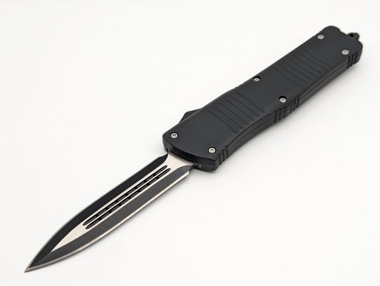 9.5" XL BLACK TACTICAL D/E OTF AUTOMATIC KNIFE