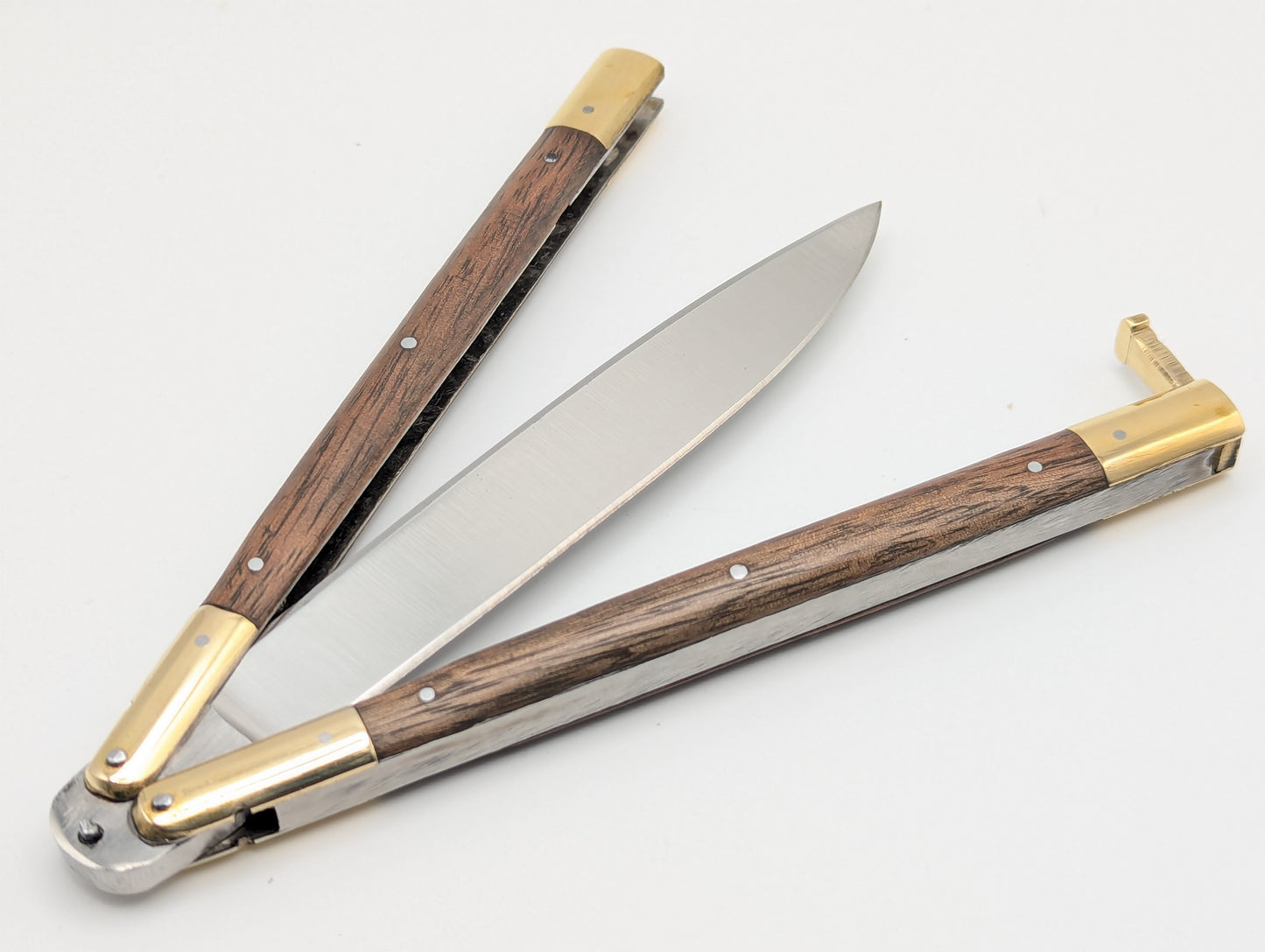 11" FHM Philippines Handmade Slim Narra Wood & Brass Balisong Drop Point