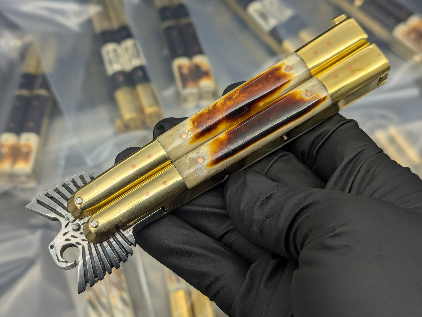 22CM EAGLE TANG FHM BALISONG RAMBO BONE