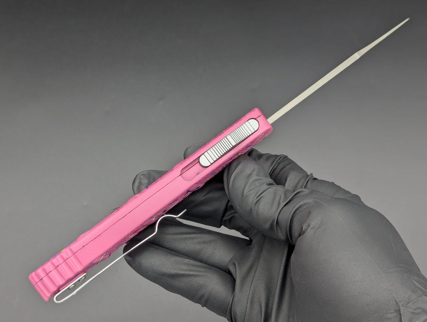 PINK SPRINKLED DONUT CLIP POINT D/A OTF KNIFE
