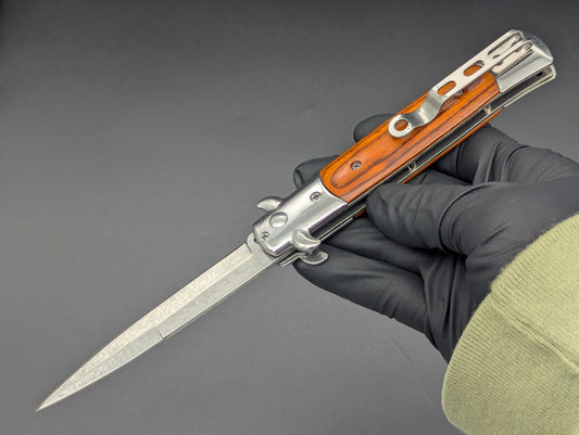 SOLID WOOD DIABLO MILANO STILETTO KNIFE