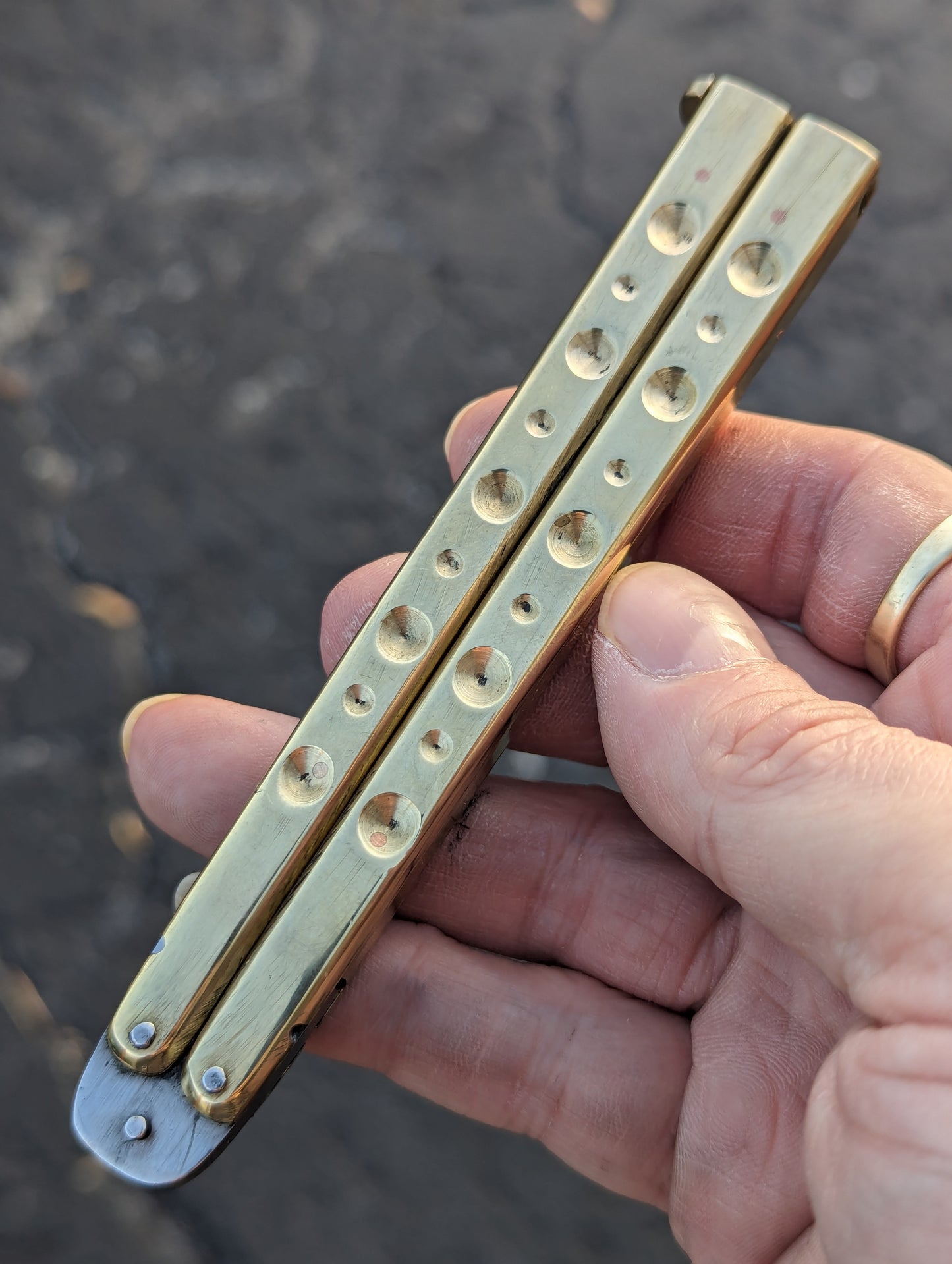9" Solid Brass Milled FHM Balisong Knife Clip Point