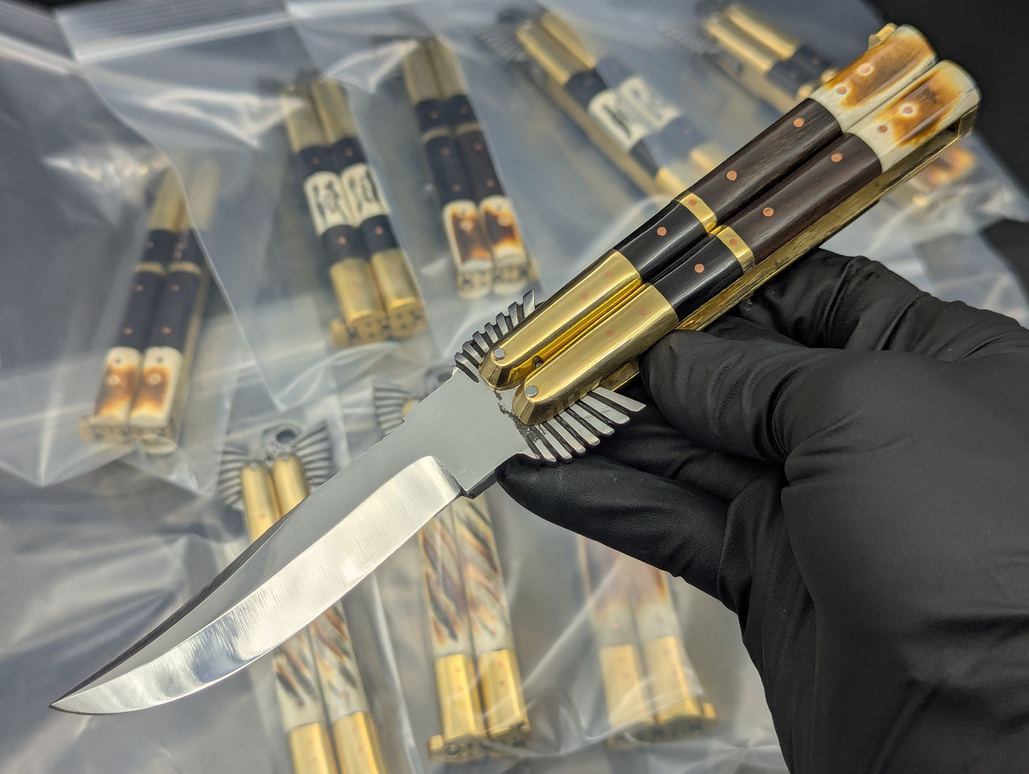 22CM PHILIPPINES HANDMADE EAGLE BALISONG BONE/ HORN CLIP