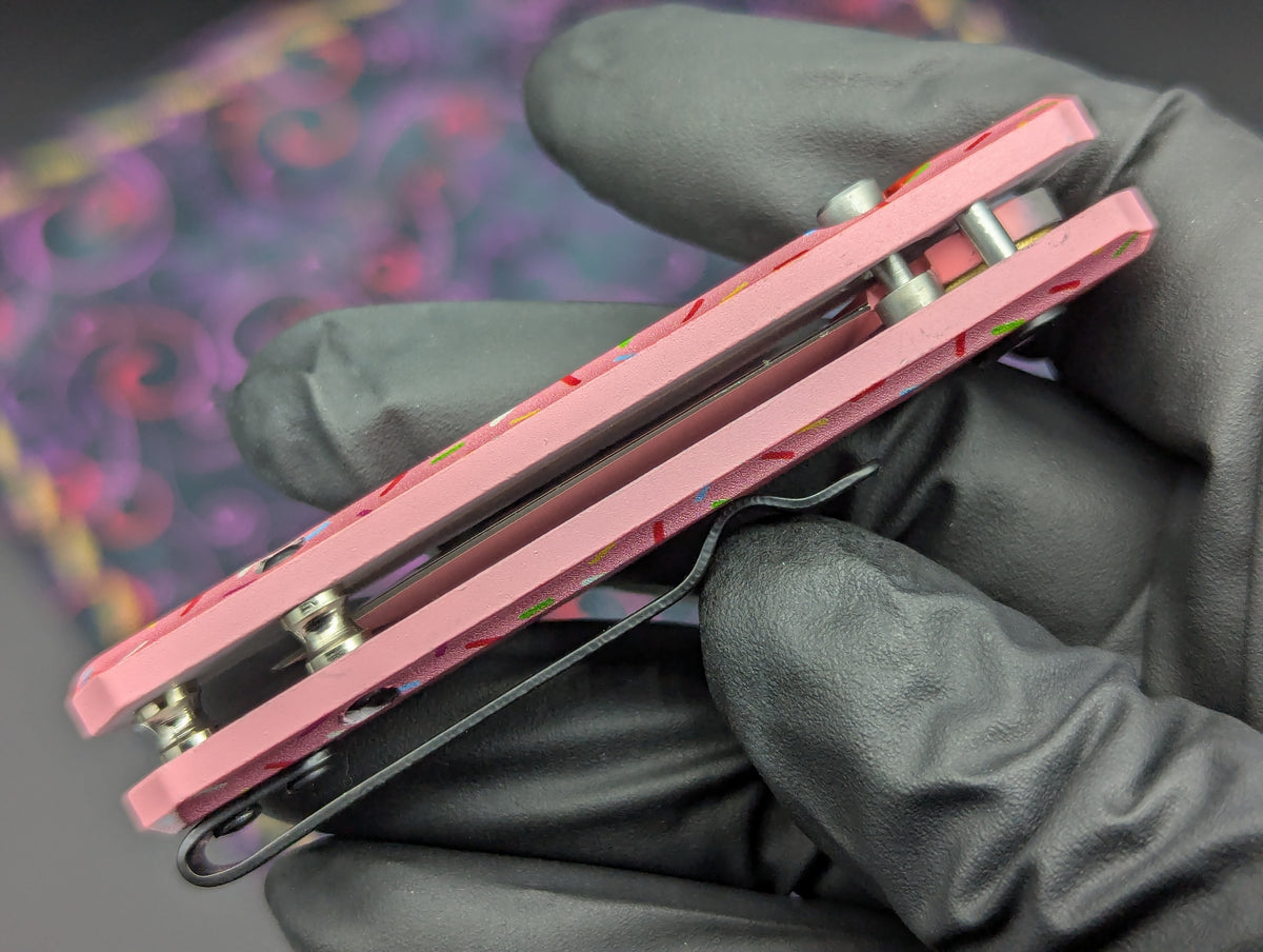 PINK SPRINKLE DONUT CALI LEGAL SWITCHBLADE KNIFE