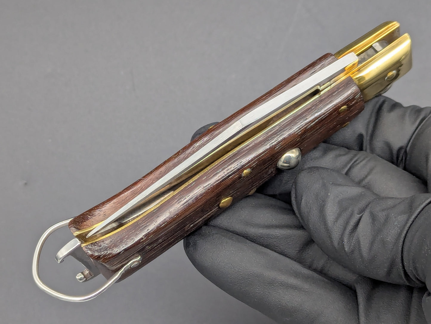 8" JAGUAR ITALIAN SHELL PULLER HUNTING KNIFE WOOD & BRASS