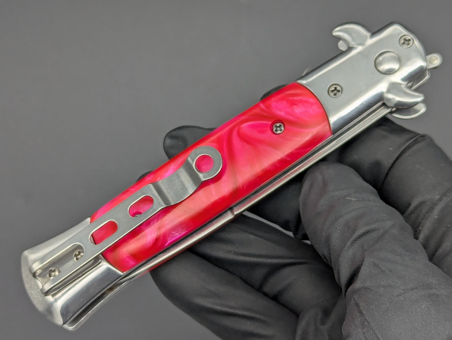 PINK PEARL MILANO DIABLO STILETTO SWITCHBLADE KNIFE