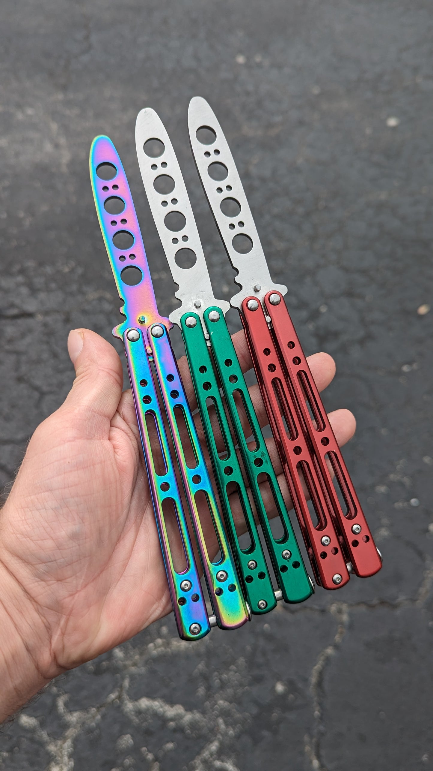 RAINBOW Ti SKELETONIZED BALISONG TRAINER