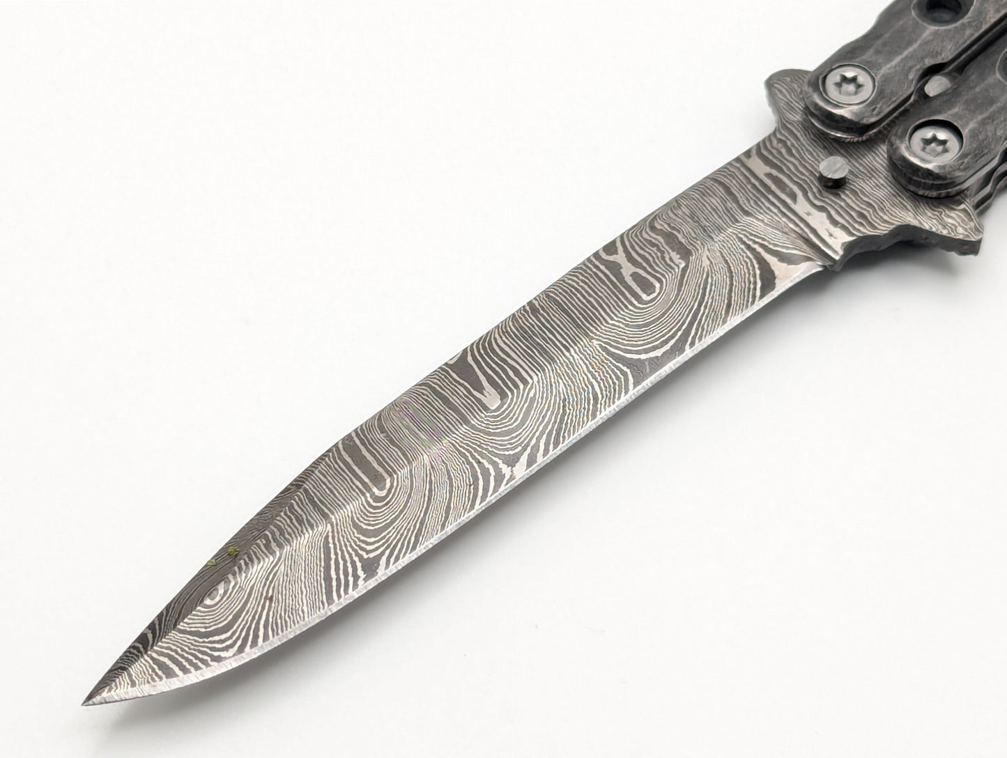 9" Bug Out Drop Point Damascus Balisong Butterfly Knife