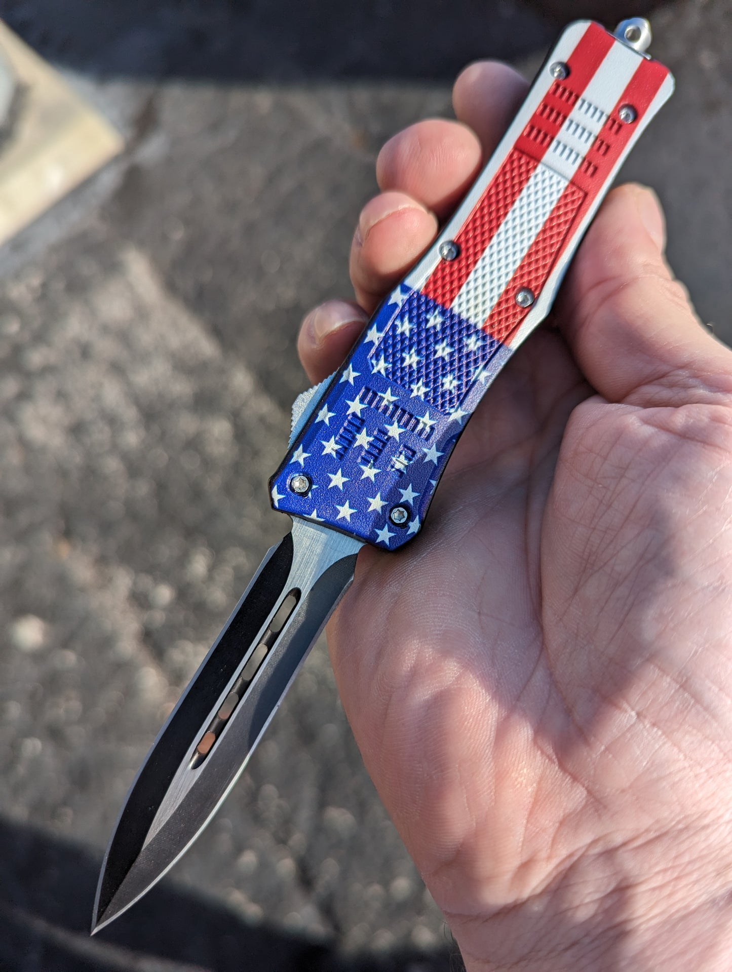 8" American Flag D/E CQB OTF Automatic Knife