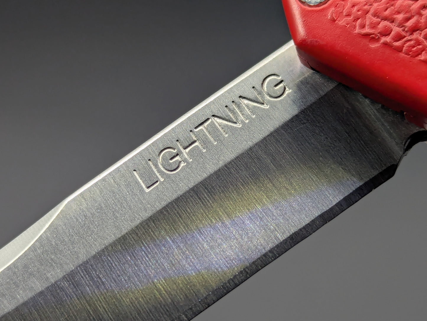Lightning OTF Knife Red Stainless Drop Point