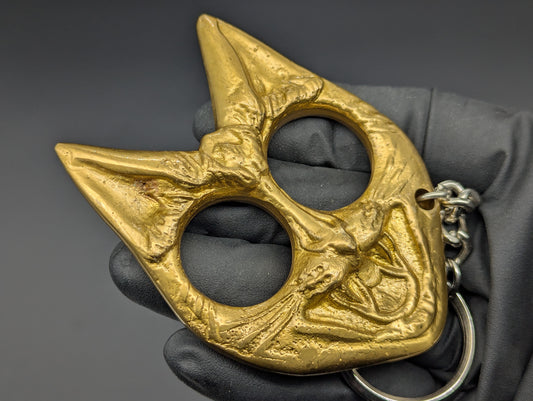 Solid Brass Cat Self Defense Keyring