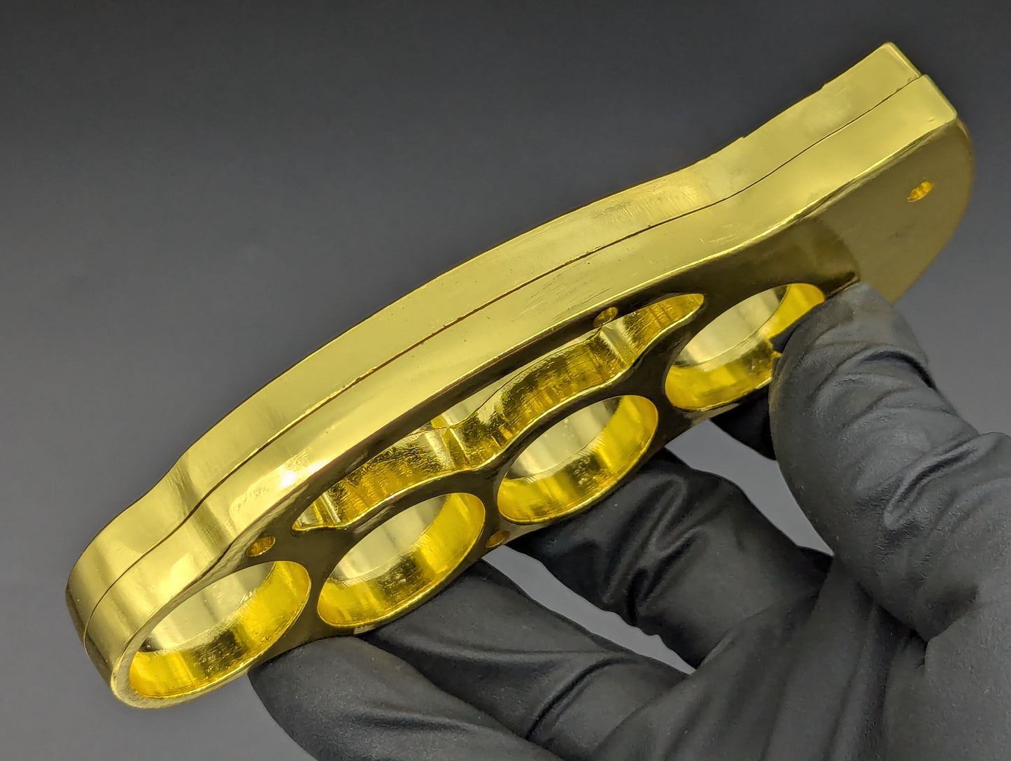 BRASS KNUCKLE DUSTER AUTOMATIC KNIFE GOLD