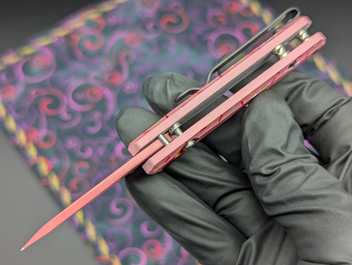 PINK SPRINKLE DONUT CALI LEGAL SWITCHBLADE KNIFE