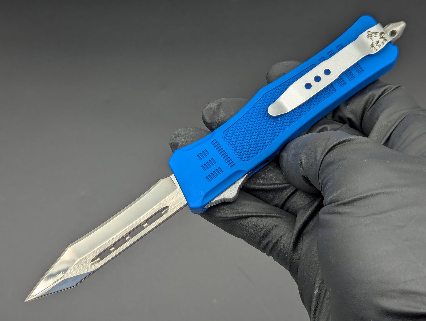 7" Mini Modified Tanto CQB OTF Automatic Knife Blue